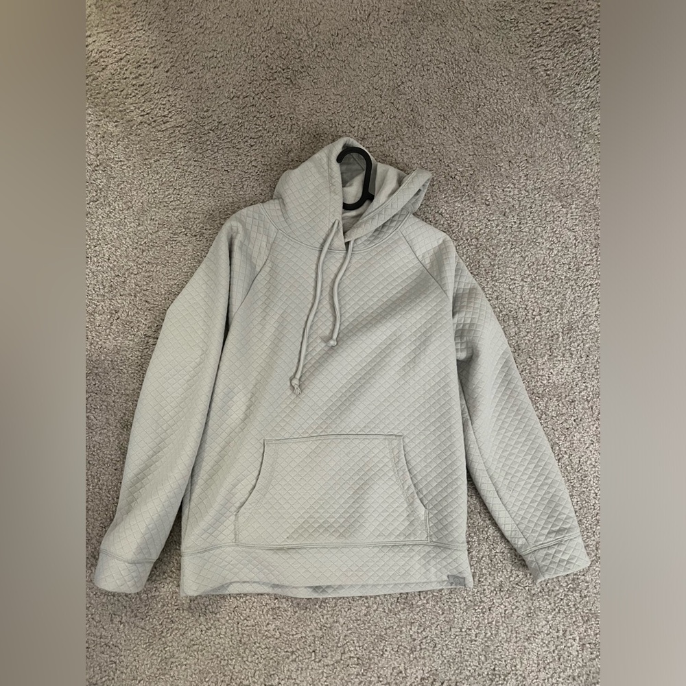 Hollister Light Green Textured Quilted Fleece Hoodie XS